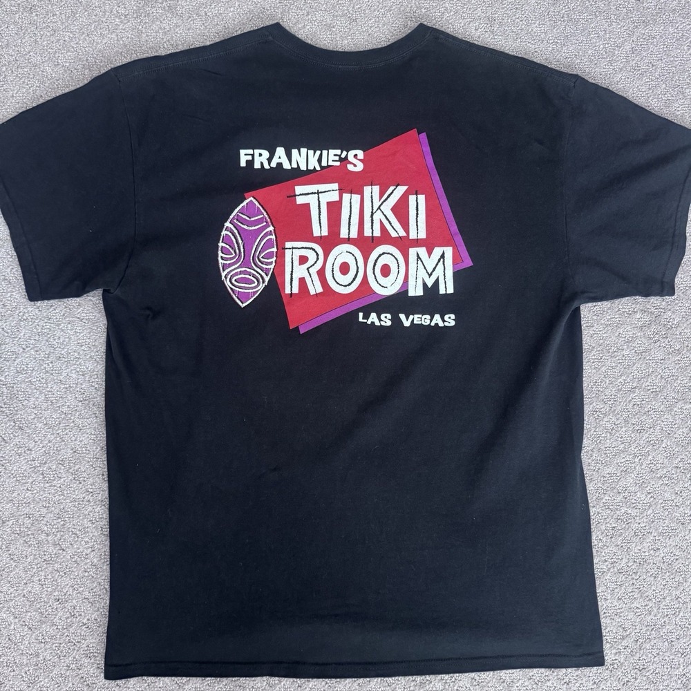 Vintage Frankie's Tiki Room size Xl Las Vegas Gildan T Shirt 2-sided Bar Exotica